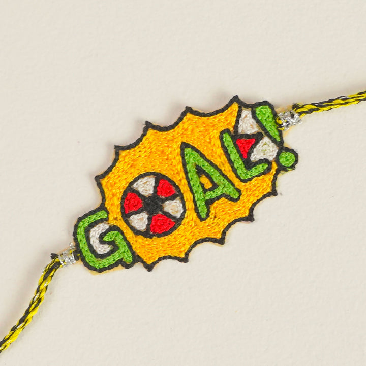 Handmade Beaded Football Lover Theme Rakhi With Roli Chawal For Brother