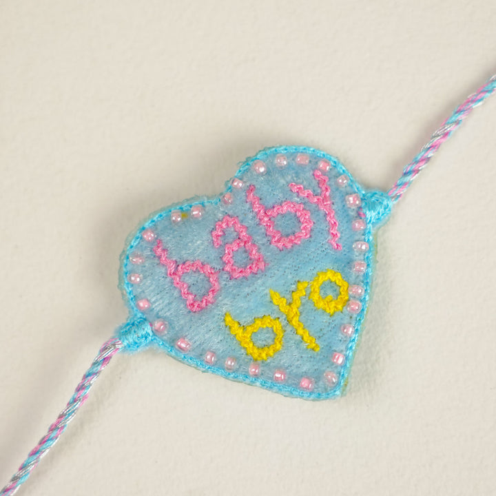 Handmade Beaded Baby Bro Theme Rakhi With Roli Chawal For Brother