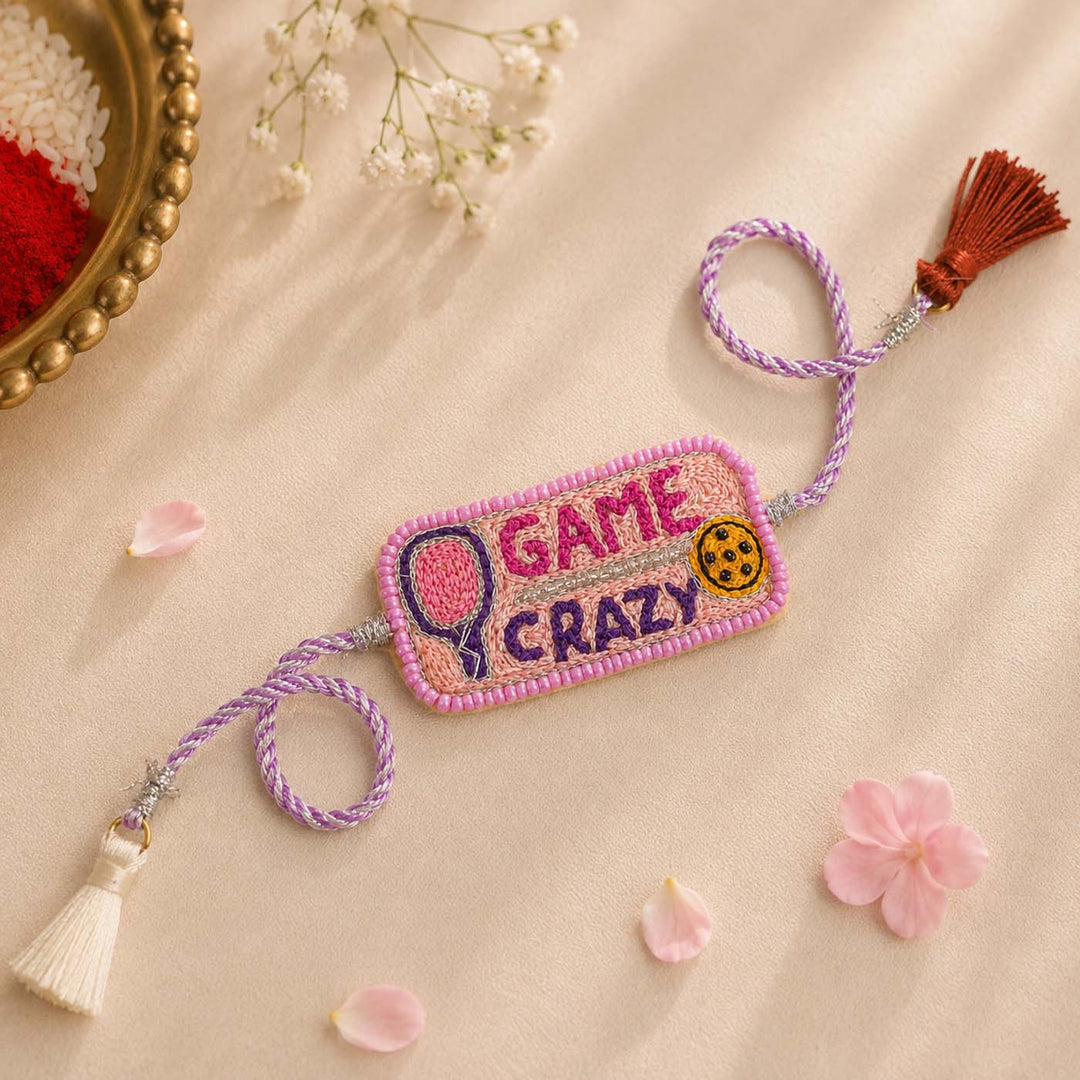 Handmade Beaded Game Crazy Theme Rakhi With Roli Chawal For Brother