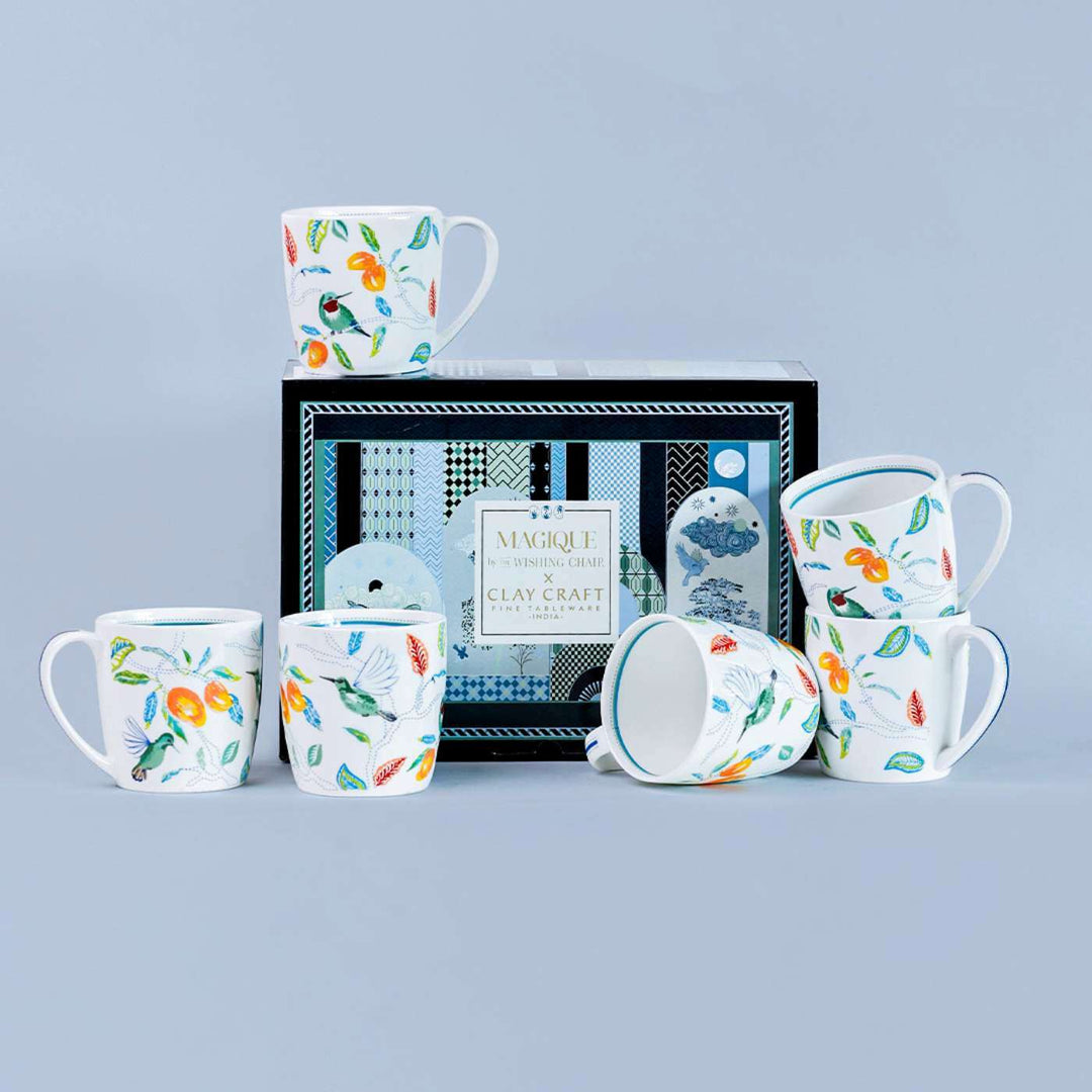 Mango Paradise Summer Porcelain Mugs | Set Of 6