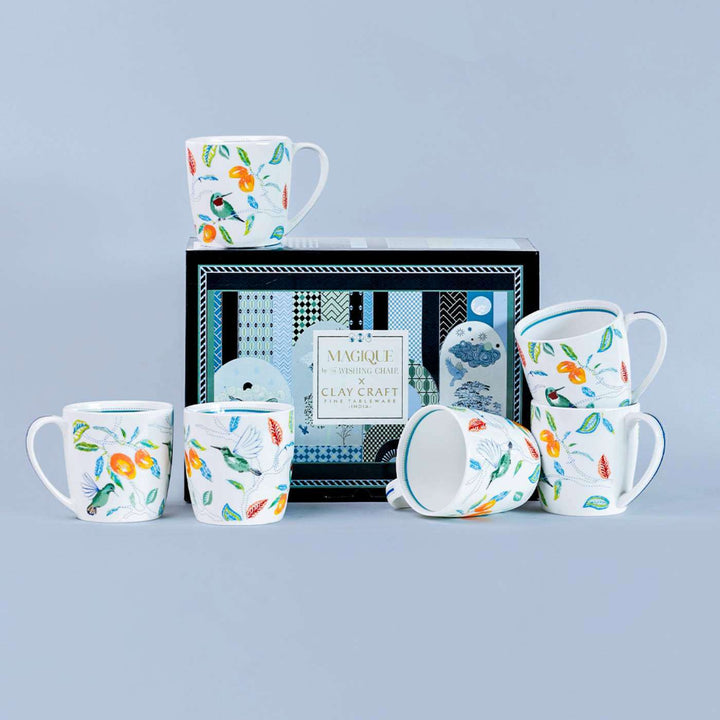 Mango Paradise Summer Porcelain Mugs | Set Of 6
