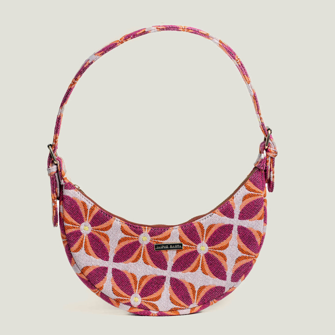 Manihar Hand Block Printed Mini Moon Bag