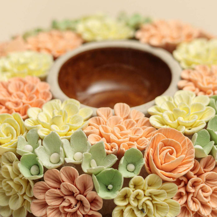 Handmade Marigold Deco Clay & Marble Tealight Holder