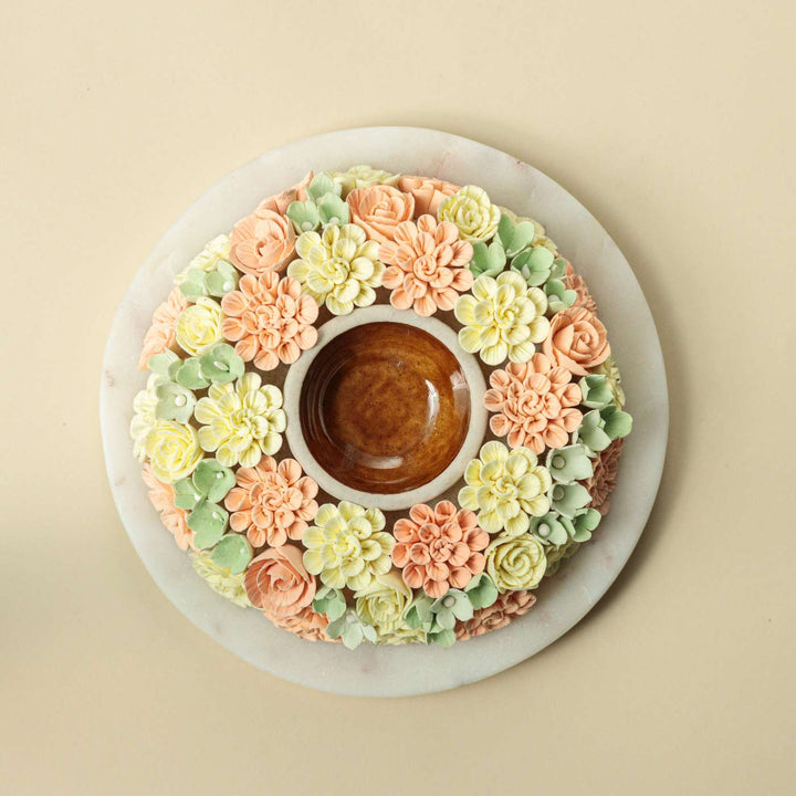 Handmade Marigold Deco Clay & Marble Tealight Holder