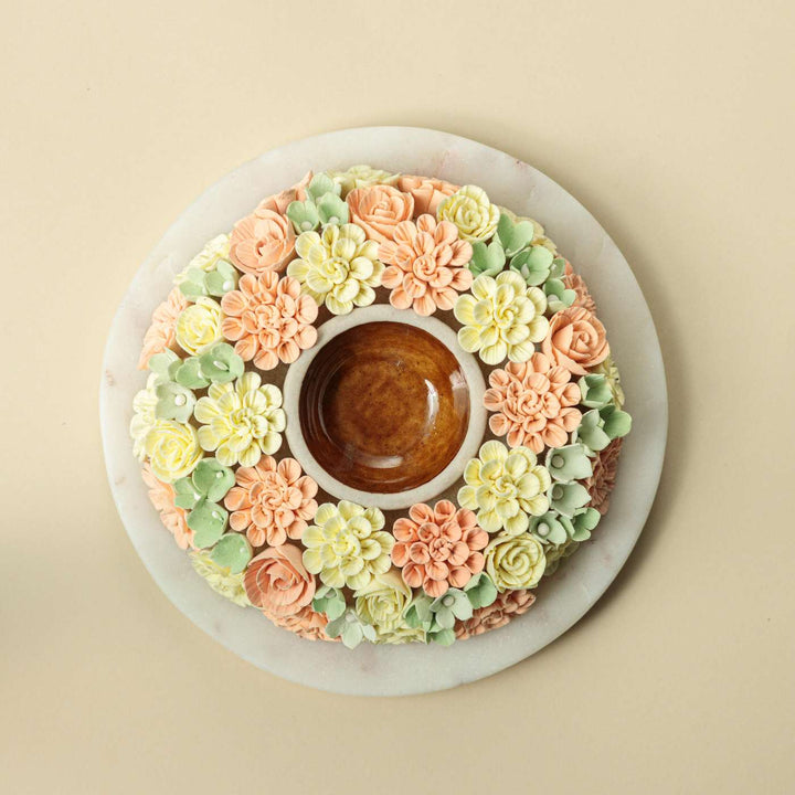 Handmade Marigold Deco Clay & Marble Tealight Holder