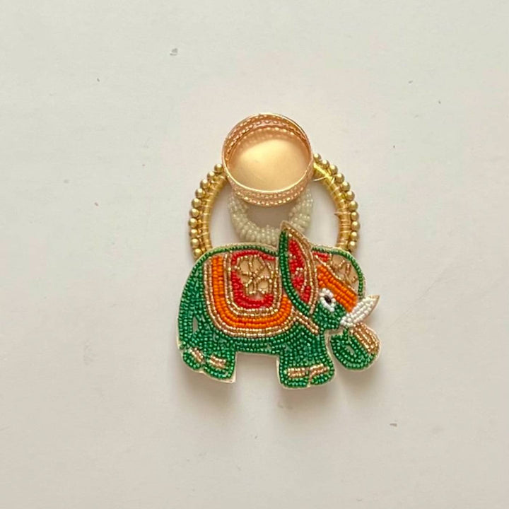 Handmade Beaded Elephant Design Tealight Holder