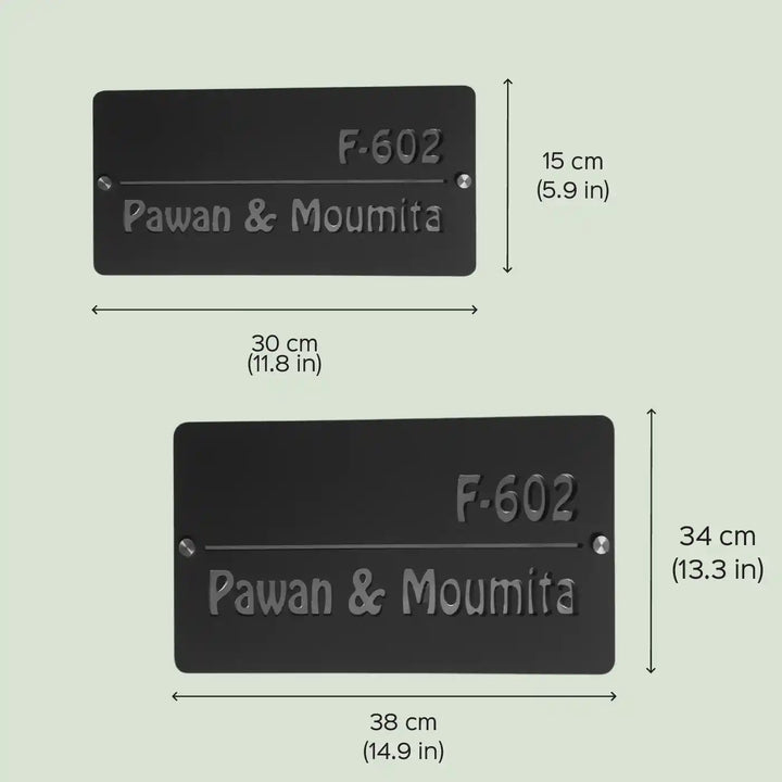 Personalized Handmade Matt Black Rectangular Acrylic Name Plate