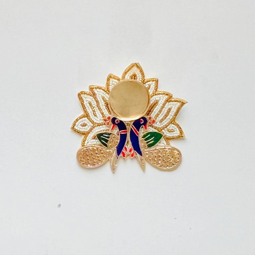 Handmade Beaded Zari Peacock Design Tealight Holder