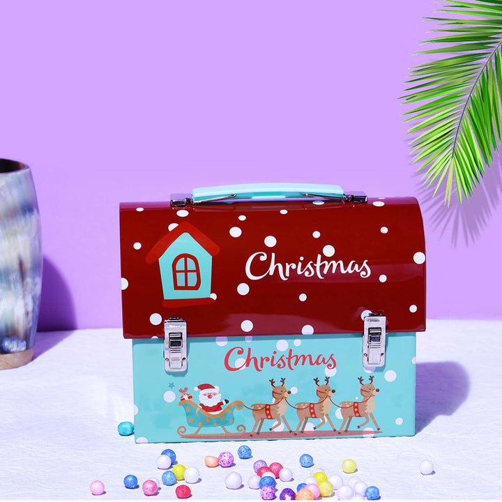 Handmade Merry Christmas Metal Trunk Box