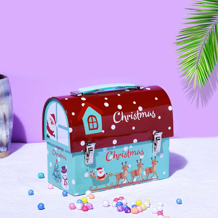 Handmade Merry Christmas Metal Trunk Box