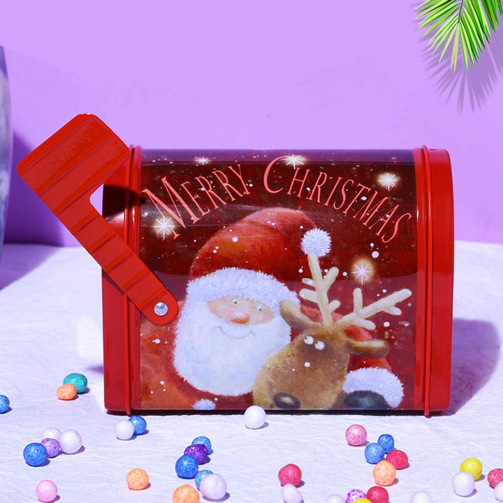 Handmade Red Merry Christmas Mini Metal Post Box For Christmas Decoration