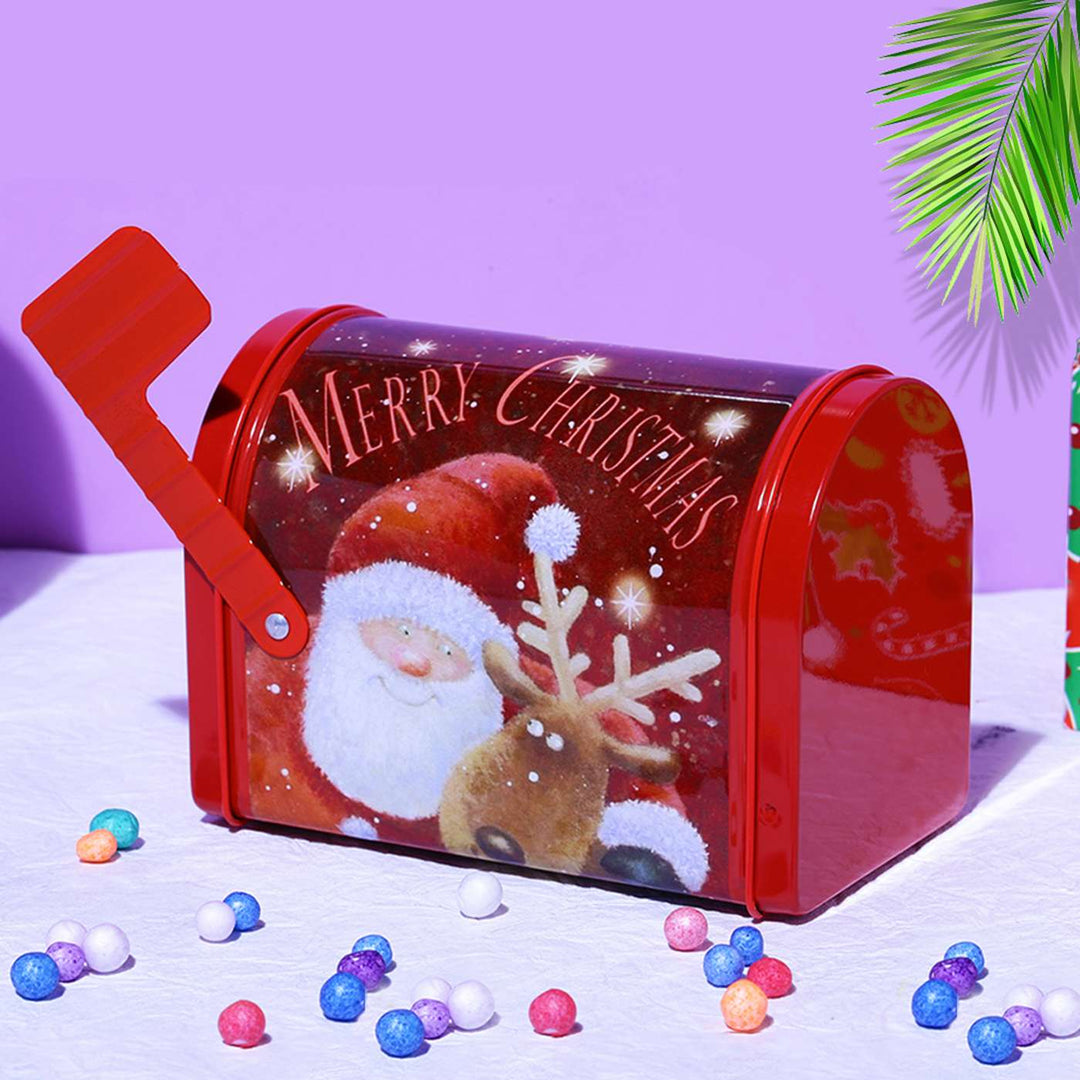 Handmade Red Merry Christmas Mini Metal Post Box For Christmas Decoration