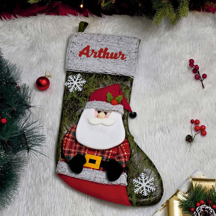 Personalized Handmade Merry Frost Santa Stocking