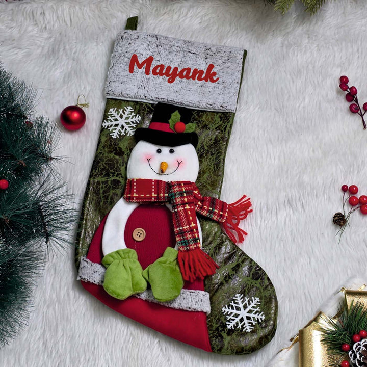 Personalized Handmade Merry Frost Snowman Stocking