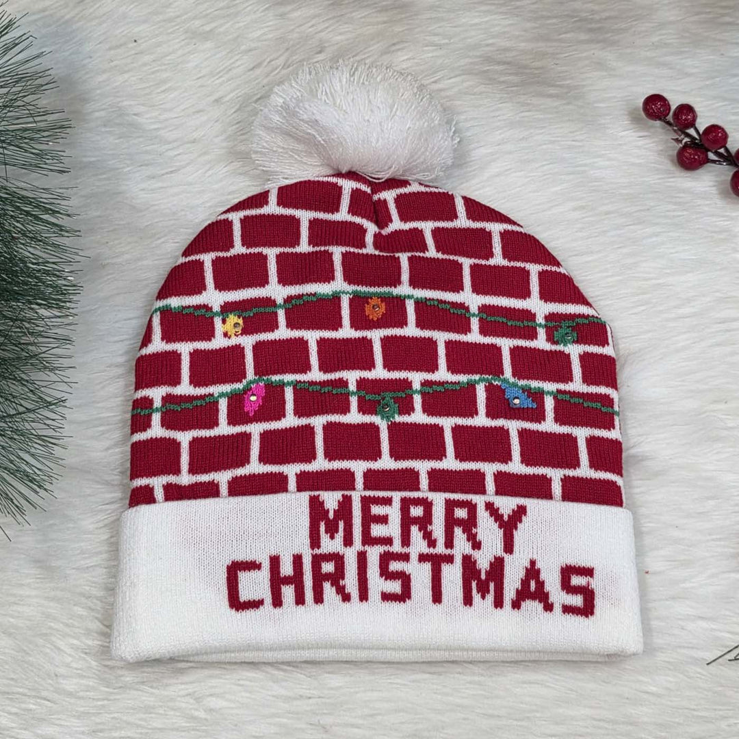 Handmade Merry Glow Knit LED Beanie Cap With Light