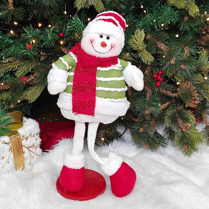 Handmade Merry Stripe Snowman Plush Figurine