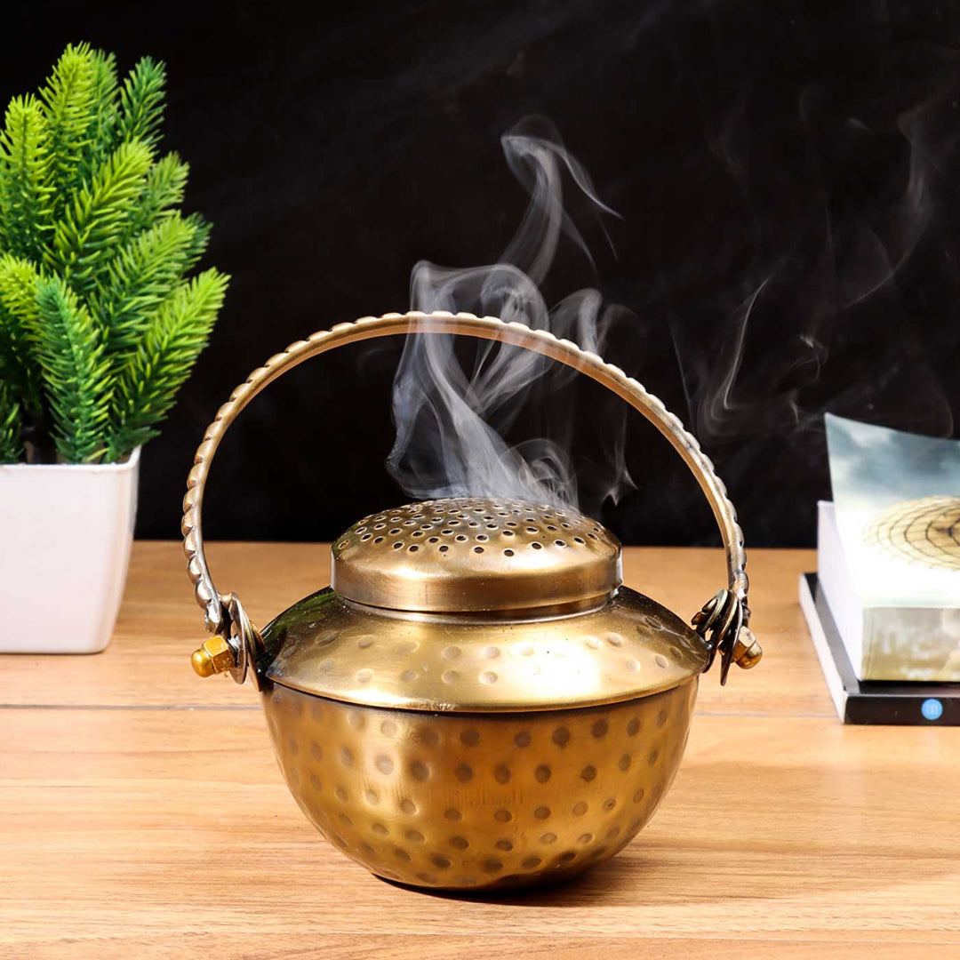 Handmade Metal Dhoop Fumer With Handle