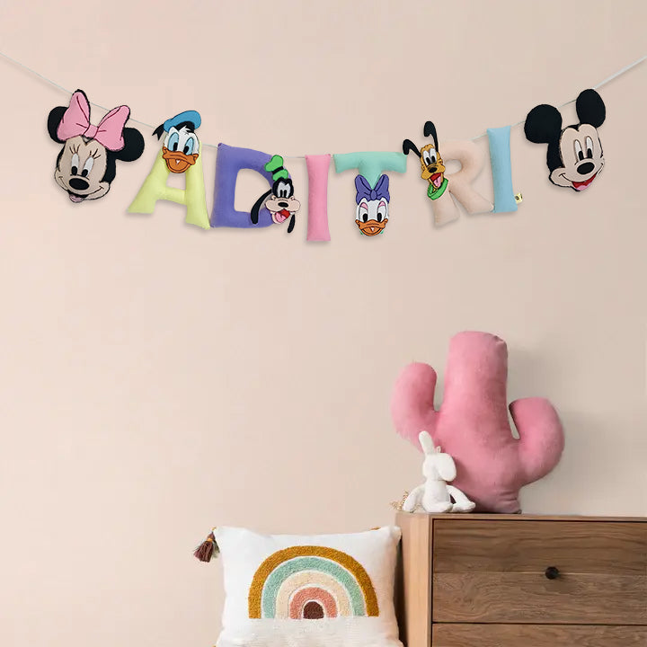Handcrafted Personalized Mickey Themed Bunting For Kids