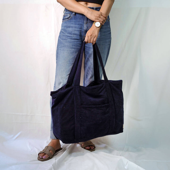 Handmade Minimalist Corduroy Shoppers Tote Bag