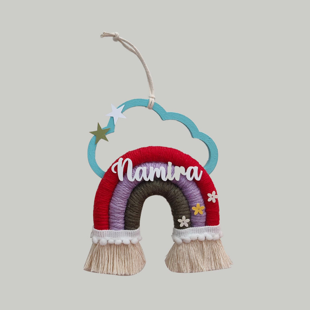 Mini Macrame Cloud & Star Personalized Kids' Nameplate