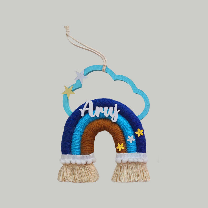 Mini Macrame Cloud & Star Personalized Kids' Nameplate