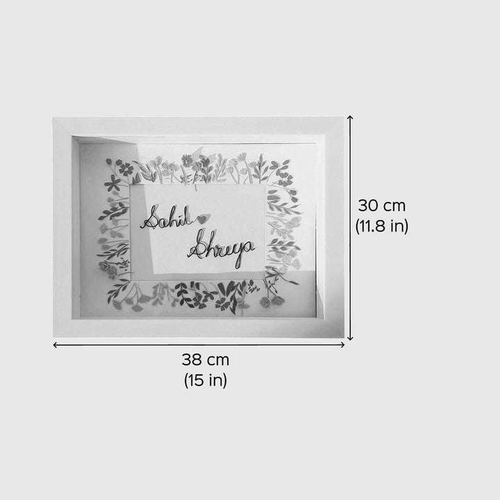 Personalized Miniature Dried Flower Art MDF Wood Name Plate