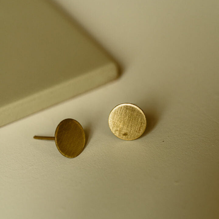 Handmade Minimal Circular Stud Brass Earrings