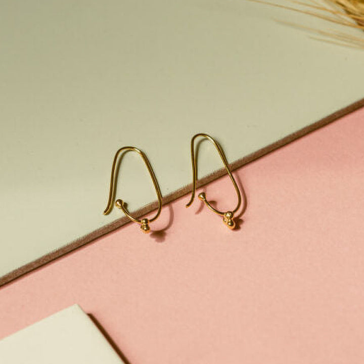 Handmade Minimalist Grain Brass Earrings
