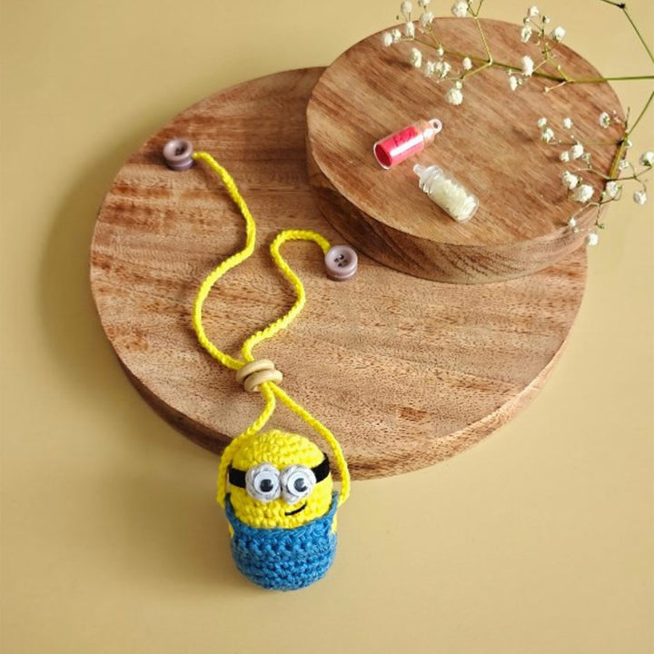 Handmade Crochet Mischievous Minions Rakhi For Girls With Roli Chawal