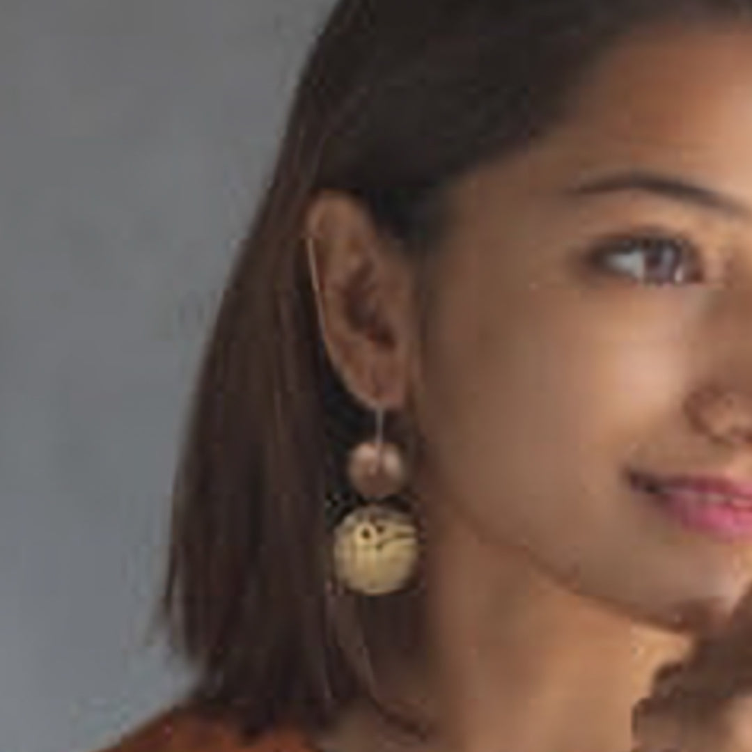 Handmade Mixed Metal Pattern Brass Earrings
