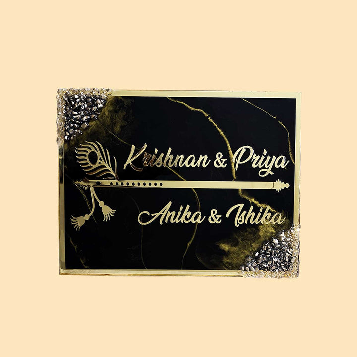 Handcrafted Resin Krishna Bansuri Theme Nameplate
