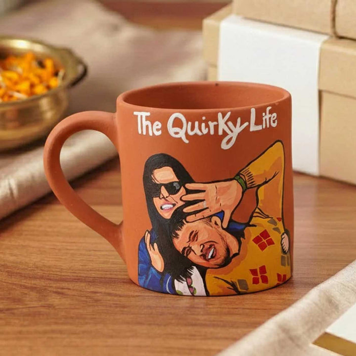 Quirky Couple Photo Personalized Handpainted Terracotta Mug | 280 Ml