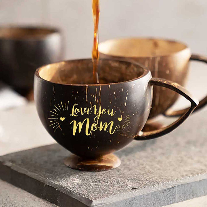 Personalized Handmade Coconut Cup for Beverages - Set of 2