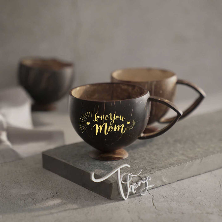 Personalized Handmade Coconut Cup for Beverages - Set of 2