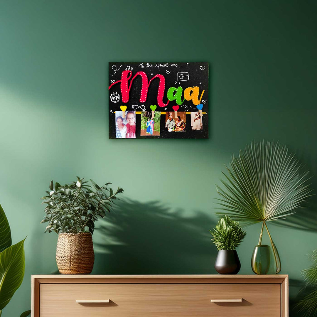 Photo Personalized Handmade String Art Maa Theme Wooden Decorative Plaque
