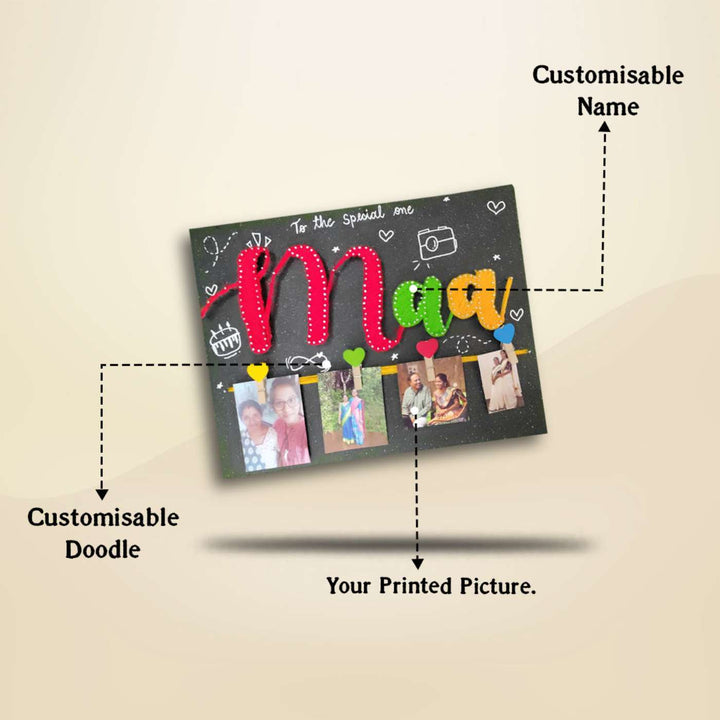Photo Personalized Handmade String Art Maa Theme Wooden Decorative Plaque