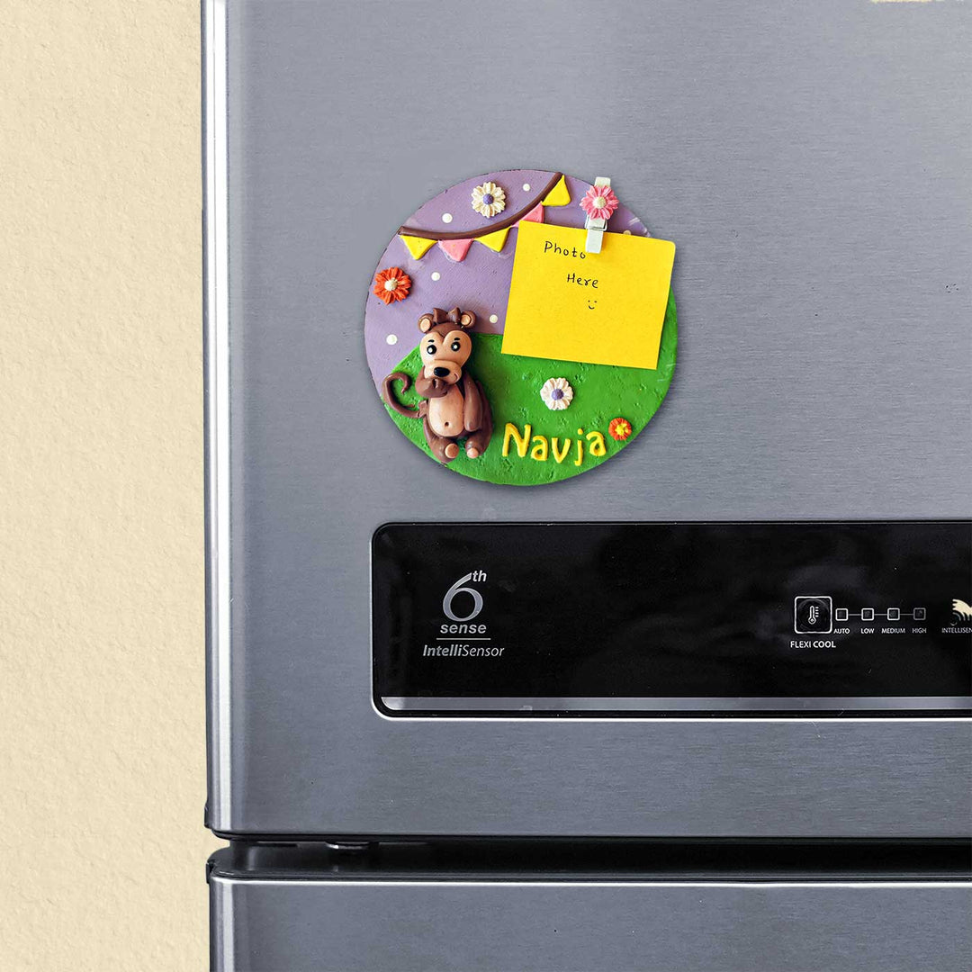 Photo Personalized 3D Monkey Theme MDF & Cold Porcelain Clay Fridge Magnet