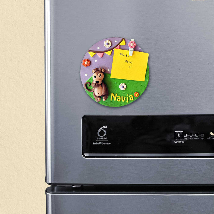 Photo Personalized 3D Monkey Theme MDF & Cold Porcelain Clay Fridge Magnet