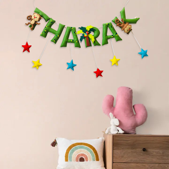 Handcrafted Personalized Monkey Themed Bunting For Kids