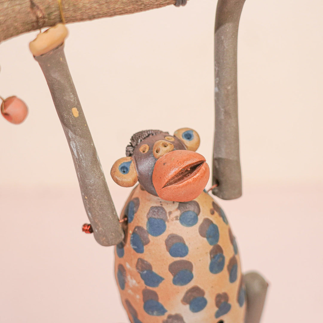 Handmade Nerikomi Ceramic Playful Monkey Hanging