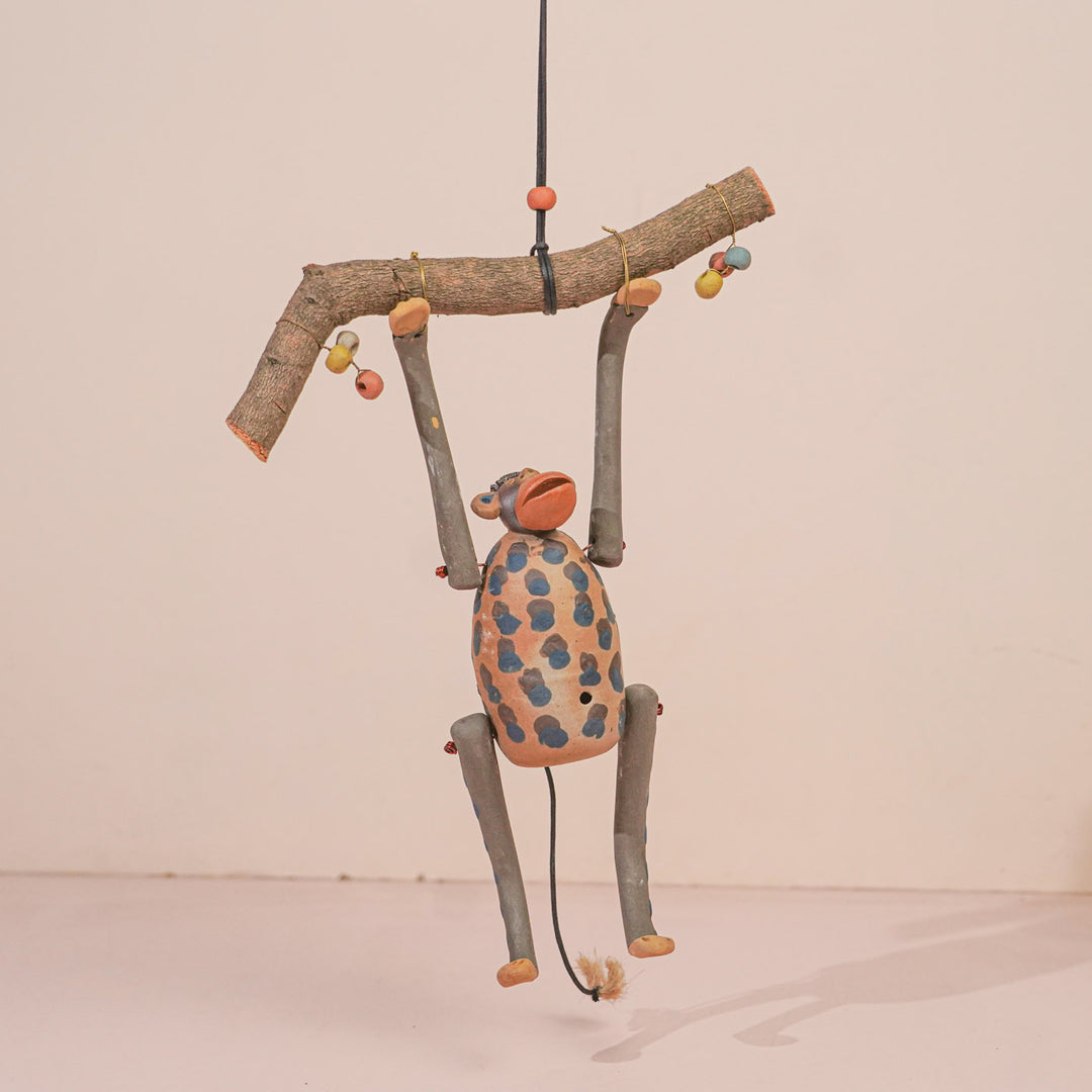 Handmade Nerikomi Ceramic Playful Monkey Hanging
