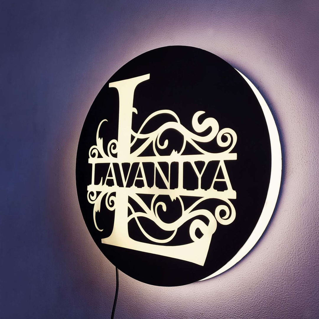 Personalized Monogram Acrylic Name Plate WIth Back Light