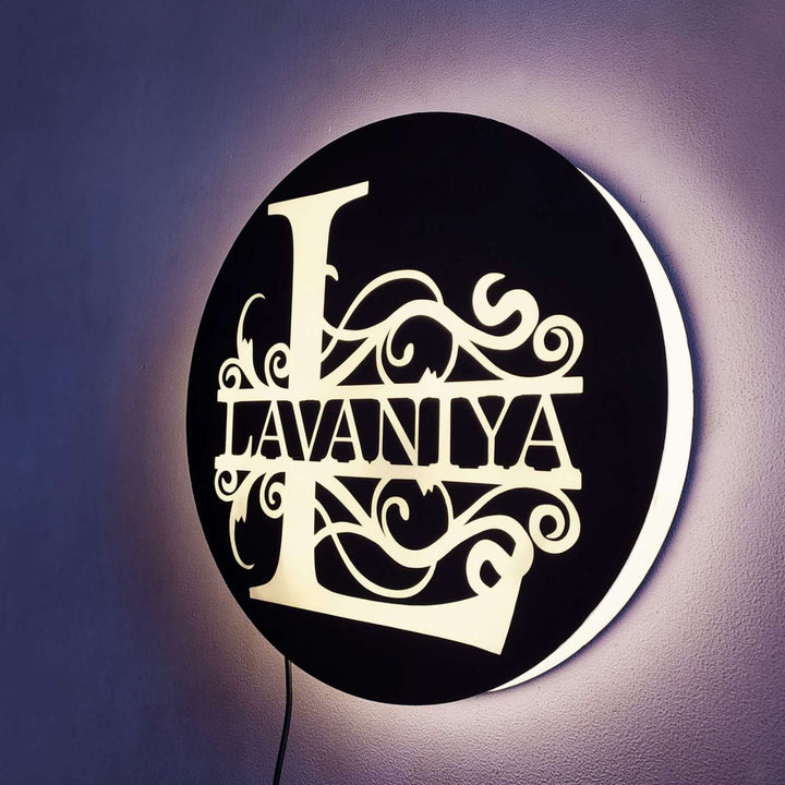 Personalized Monogram Acrylic Name Plate WIth Back Light