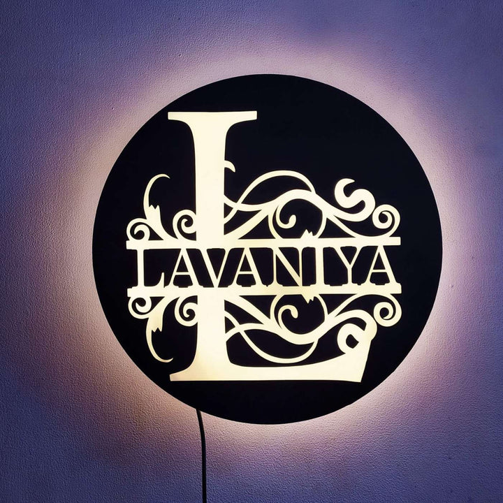Personalized Monogram Acrylic Name Plate WIth Back Light