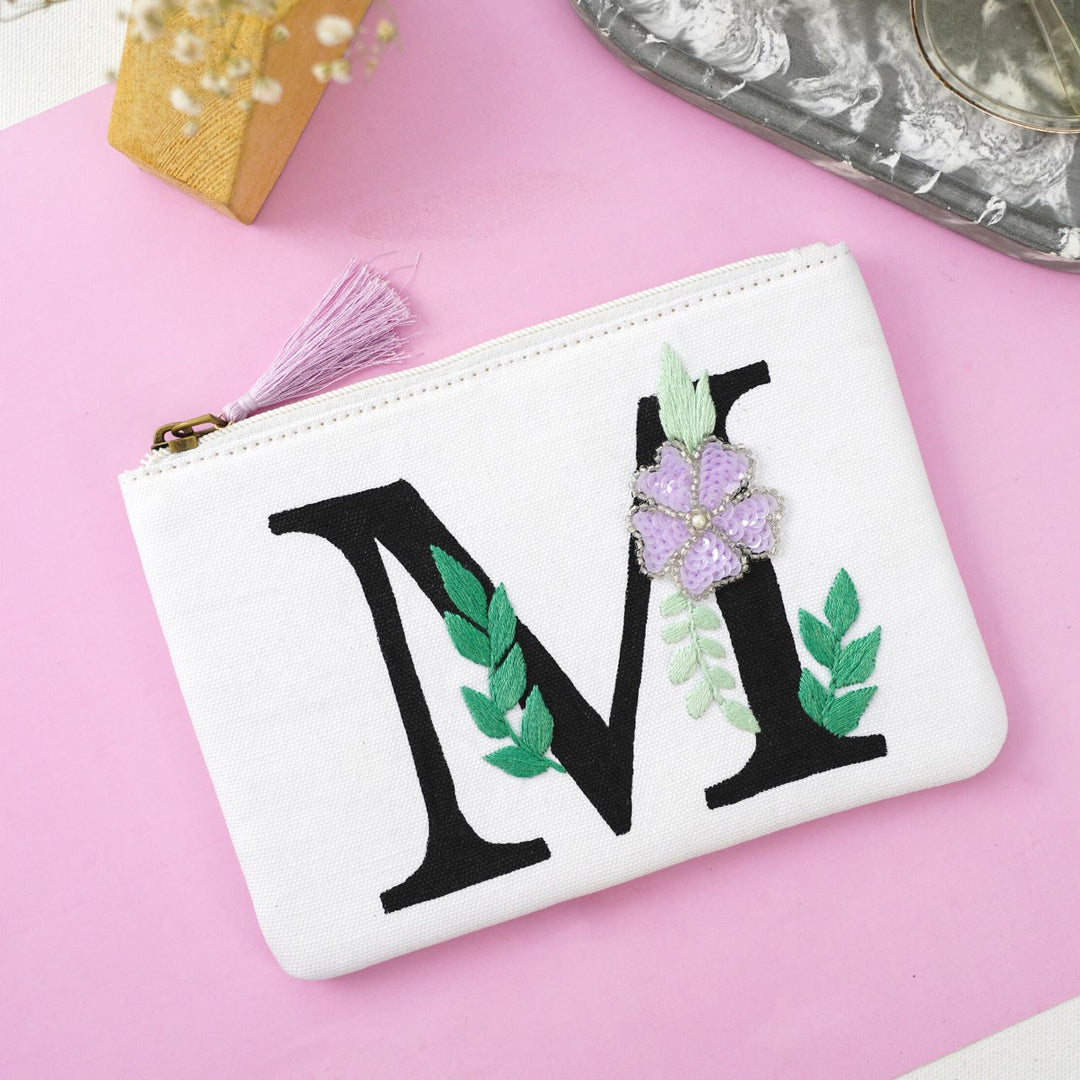 Handcrafted Personalized Monogram Canvas Multi-purpose Pouch