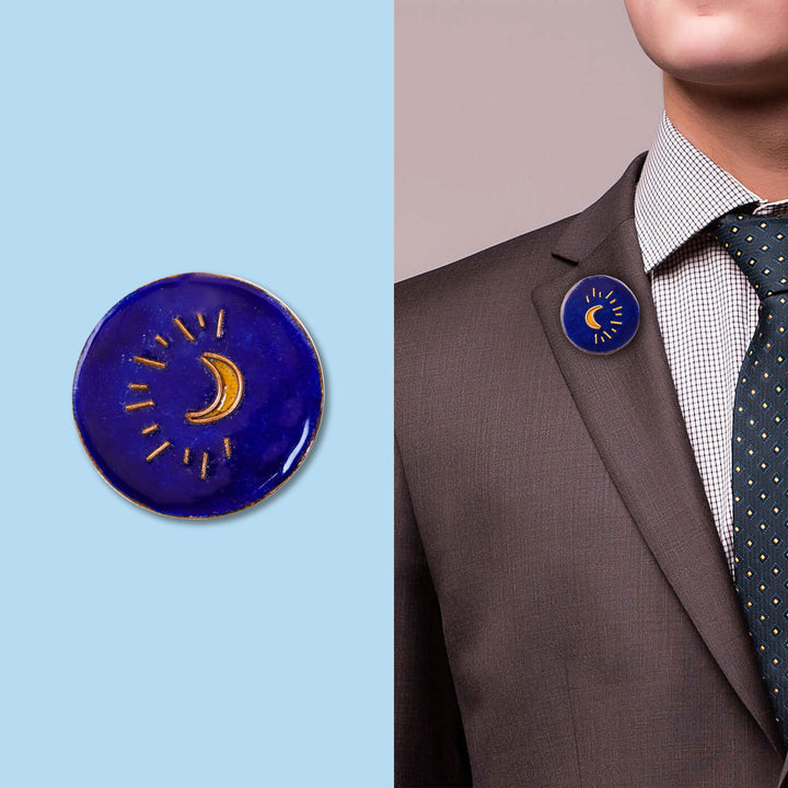 Handmade Copper Enamelled Chanda Lapel Pin