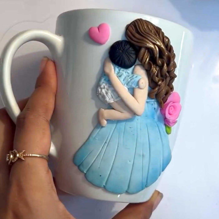 Customized Mother Child Theme Polymer Clay & Ceramic Mug | 310 ml