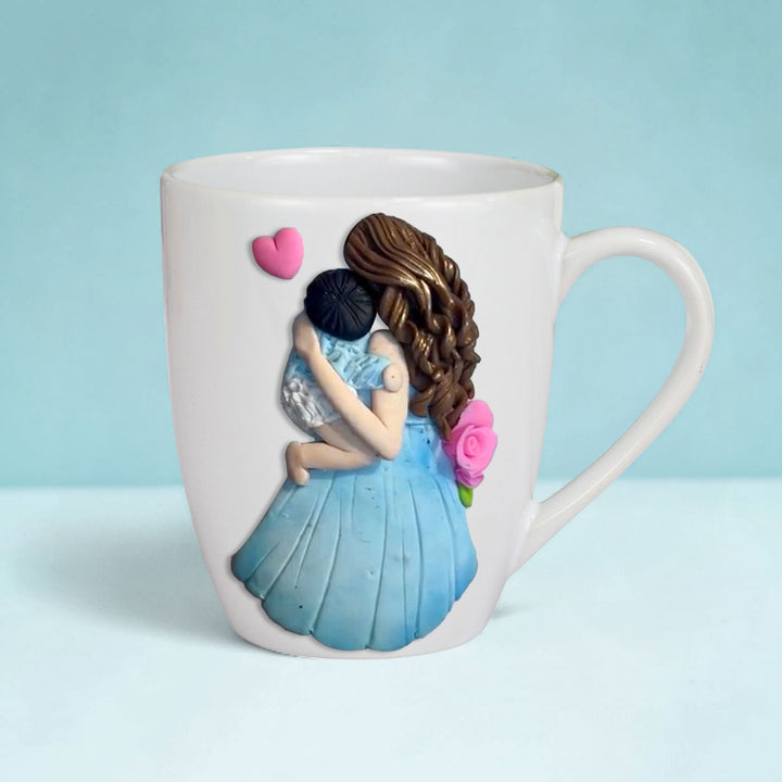 Customized Mother Child Theme Polymer Clay & Ceramic Mug | 310 ml