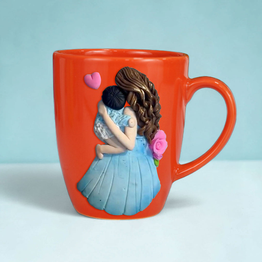 Customized Mother Child Theme Polymer Clay & Ceramic Mug | 310 ml