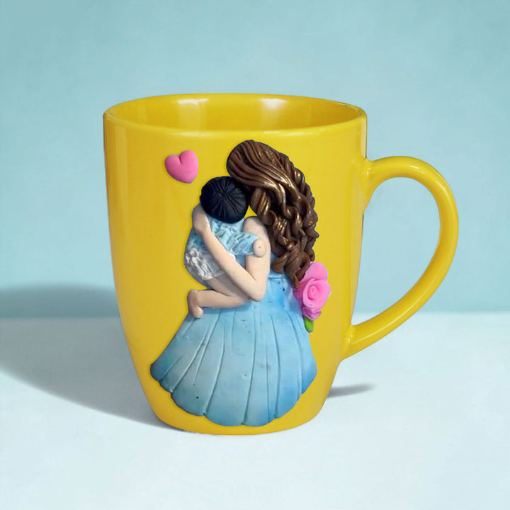 Customized Mother Child Theme Polymer Clay & Ceramic Mug | 310 ml